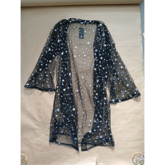 Simply Be Mesh Midi Duster Size 14 Black Celestial Whimsy Goth Fairy Romantic - Picture 5 of 5